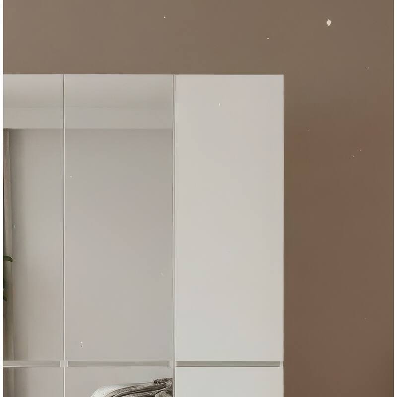 Elise Modular Wood Closet System with Mirror in White - 62.8"D x 17.72"W x 70.9"H