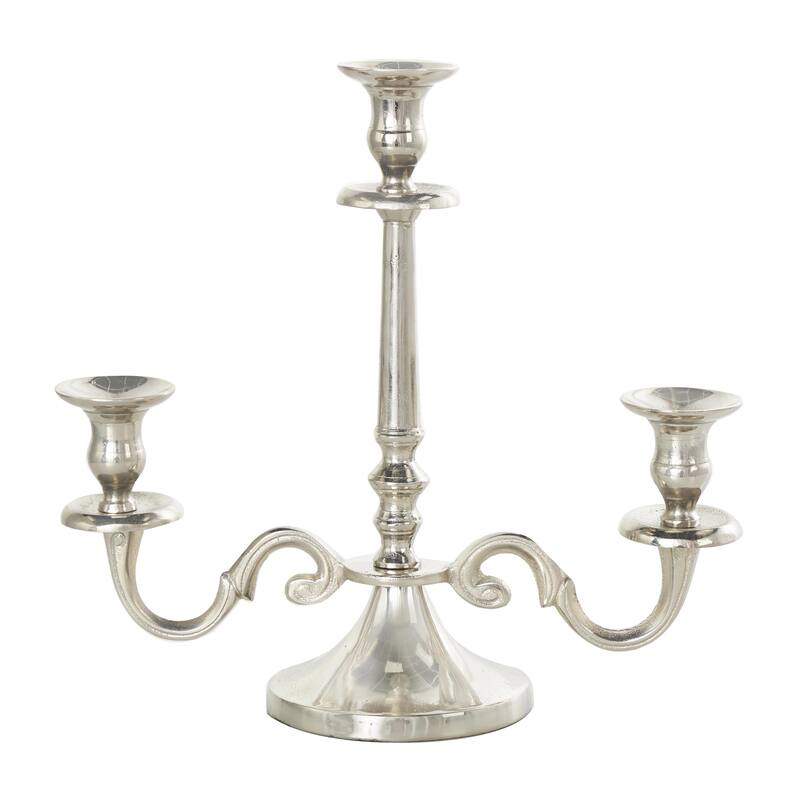 Aluminum Metal Scrolled Candelabra - Gold or Silver - Roche River Decor