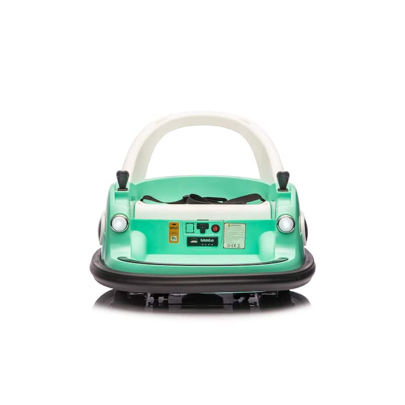 Blue Green Kids Bumper Car Ride-On Bumper Car with Remote Control, Battery Powered Electric Car with LED Lights - Blue Green