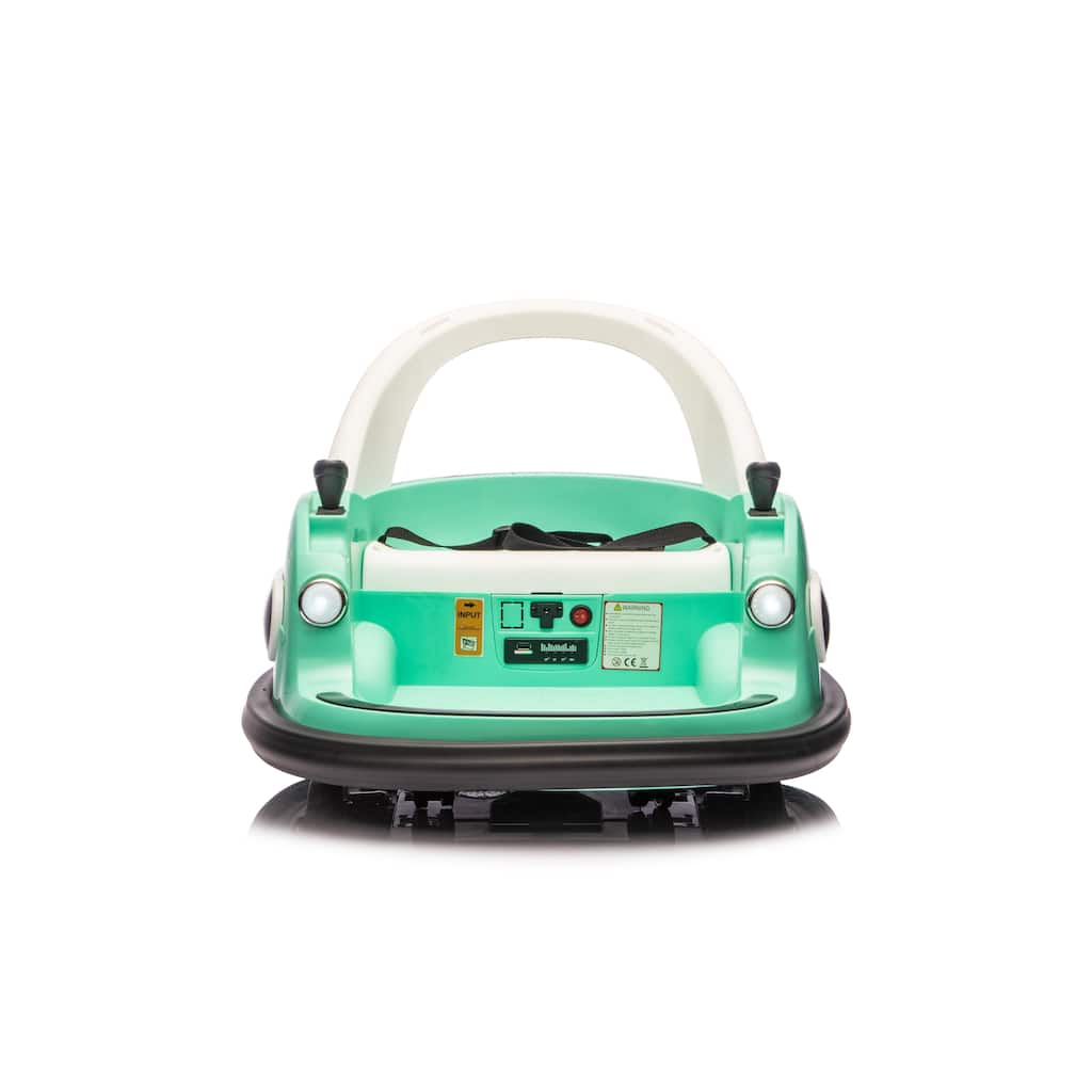 Blue Green Kids Bumper Car Ride-On Bumper Car with Remote Control, Battery Powered Electric Car with LED Lights