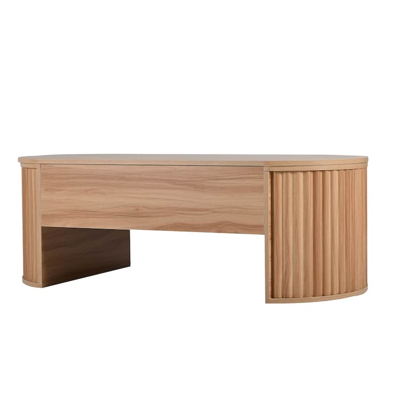 47.2''Lift Top Coffee Table With Hidden Compartment, Partially Assembled Wooden Center Table, Modern Oval Lift Tabletop