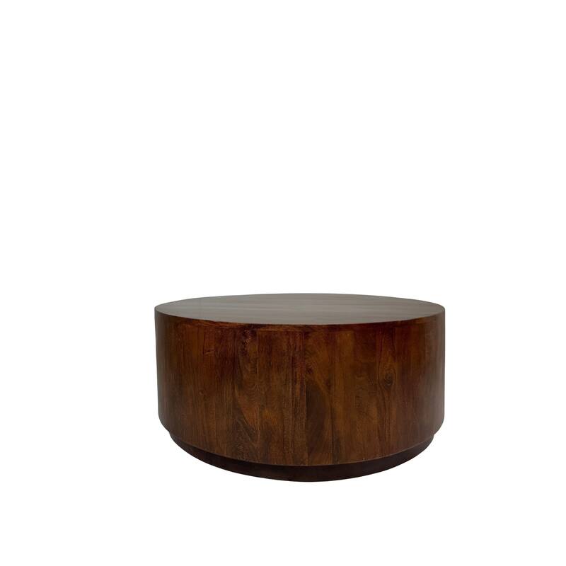 Round Wooden Coffee Table - 30" - Chestnut Finish