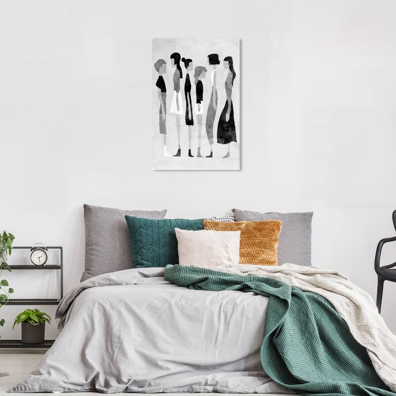 Wynwood Studio Canvas Fashion and Glam Greyscale Lineup Gray and Light Gray Modern & Contemporary Wall Art Canvas Print - 36 x 24