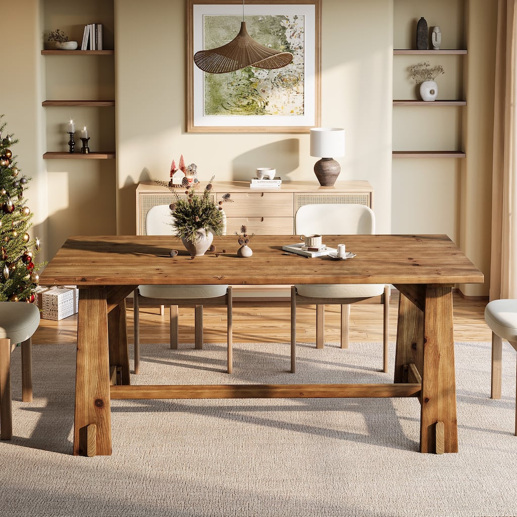 Solid Wood Executive Desk, Large Home Office Computer Writing Workstation, Business Accent Work Table