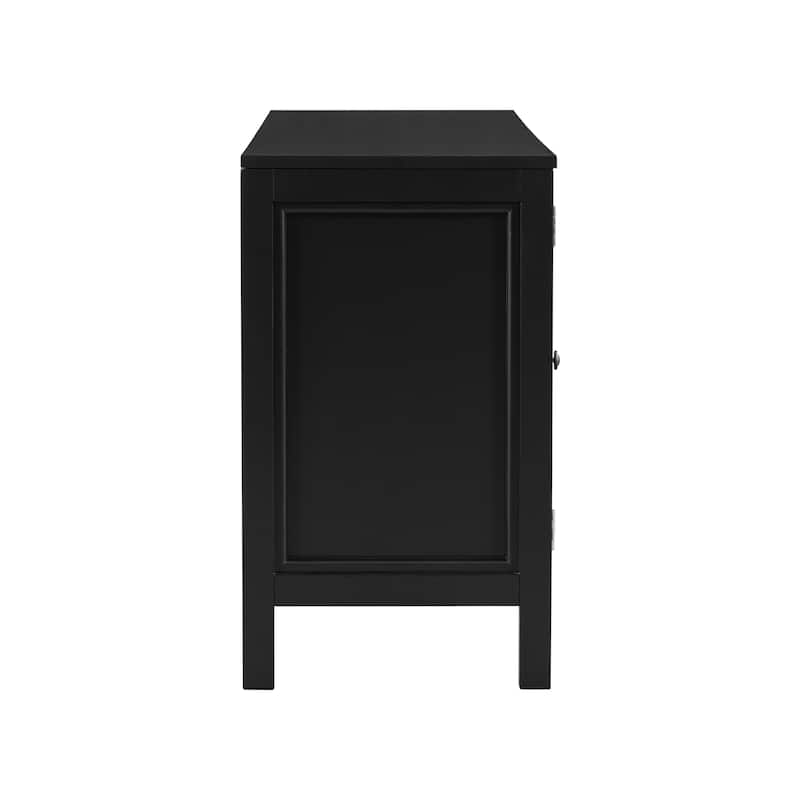 Modern American Design 3-Door Sideboard with Artistic Curved Swirl Doors, Adjustable Shelves, Perfect for Home Storage