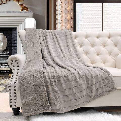 Solid Color SuperMink FauxFur Throw with Sherpa Backing