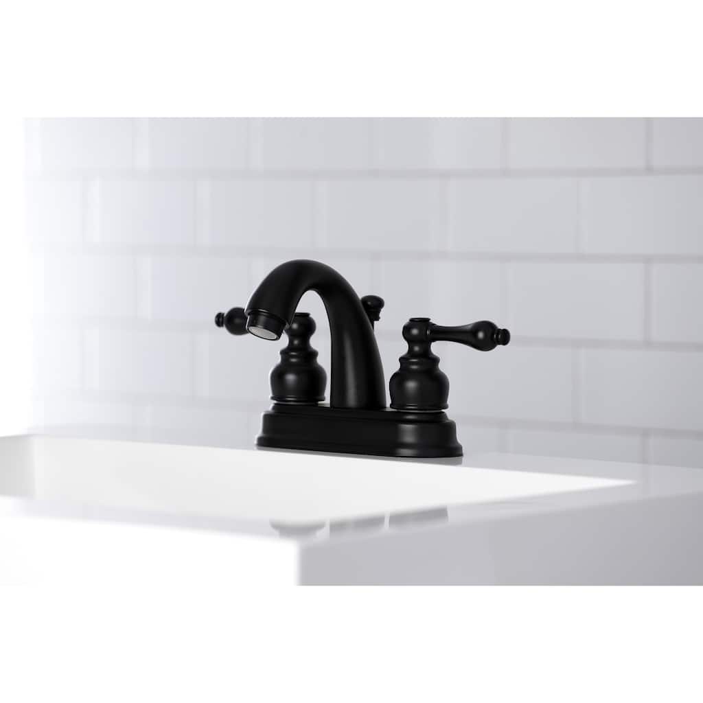 Kingston Brass Restoration Two-Handle 3-Hole Deck Mount 4 in. Centerset Bathroom Faucet