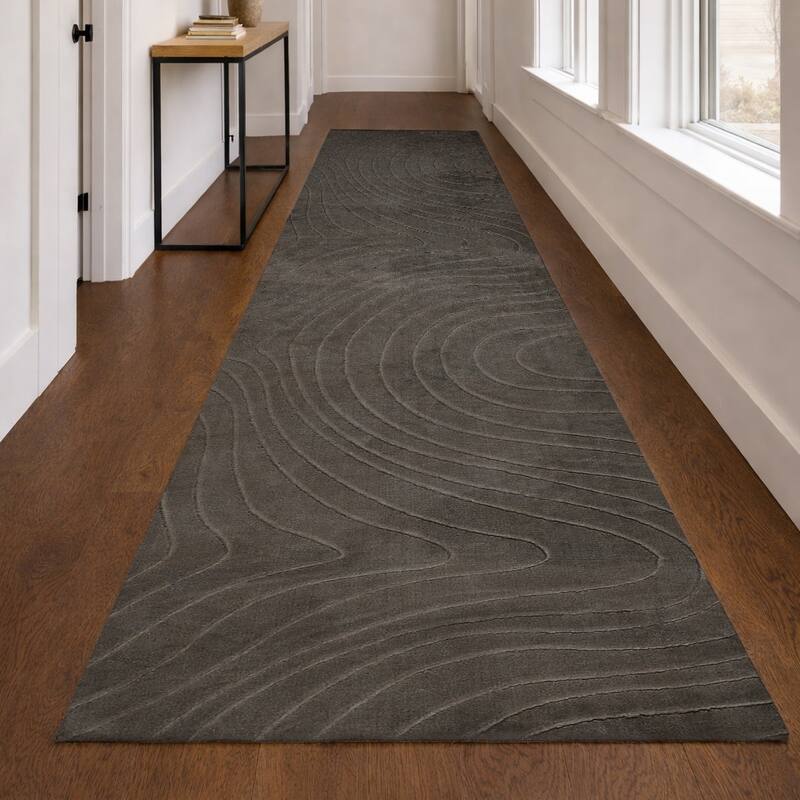 ECARPETGALLERY Somos Modern Machine Washable Area Rug - Charcoal - 2'8 x 8'0