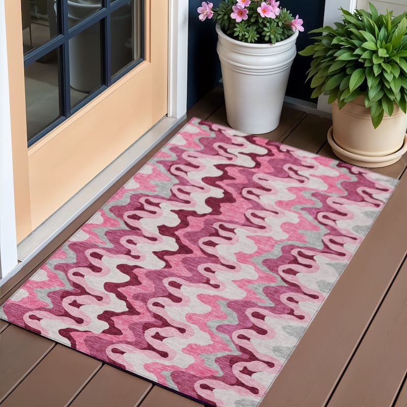 HomeRoots Abstract Transitional Rectangle Outdoor Rug - 3' x 5'