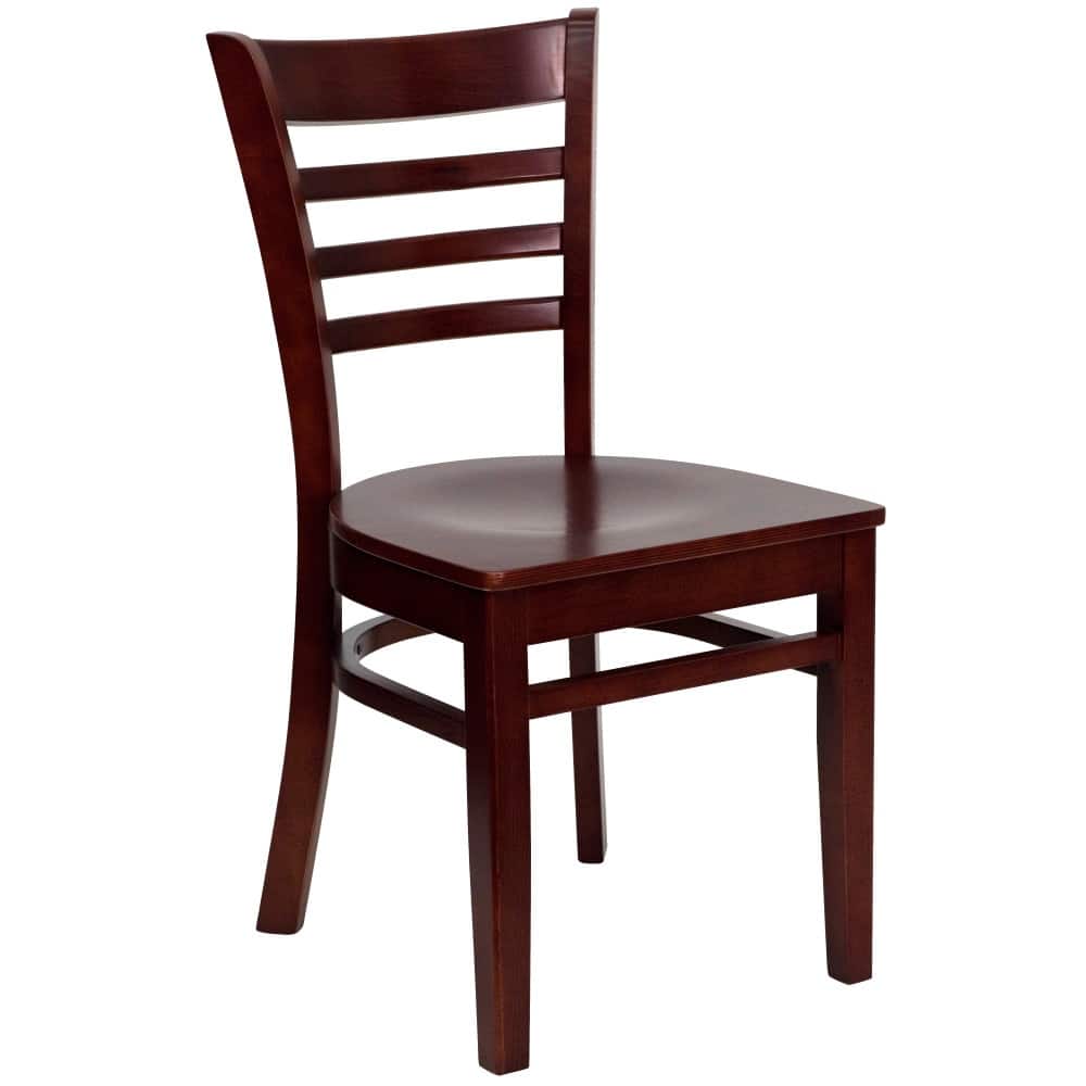 Ladder Back Wooden Restaurant Chair - 17.25"W x 20"D x 33.75"H