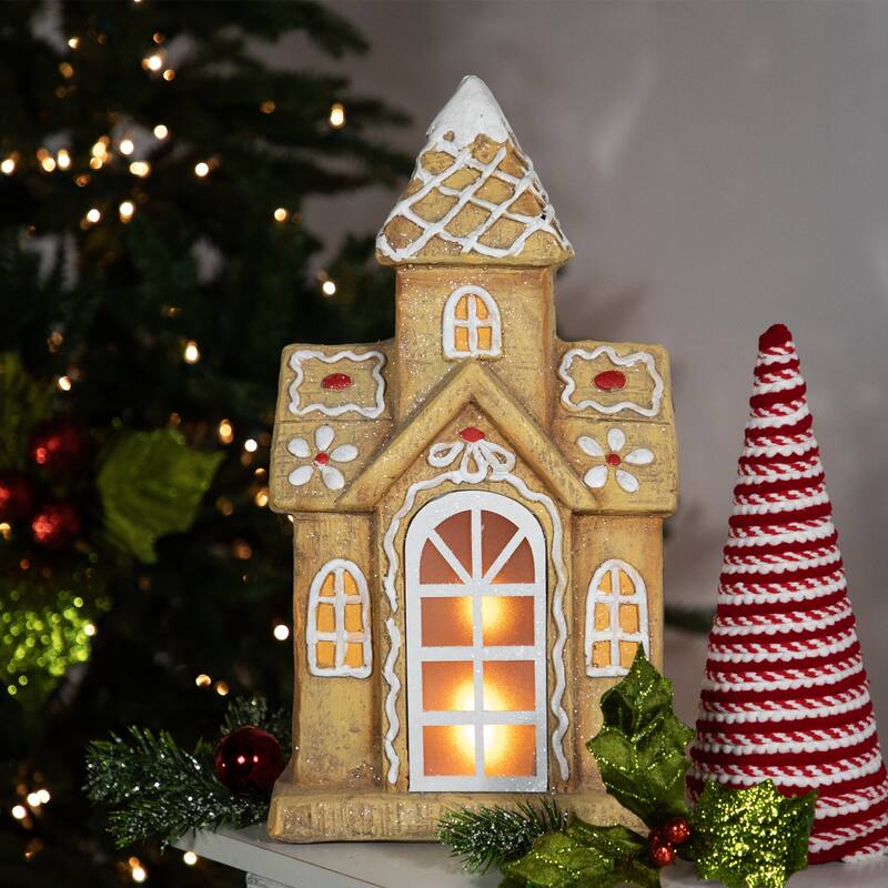 16" LED Lighted Gingerbread House Tabletop Decor