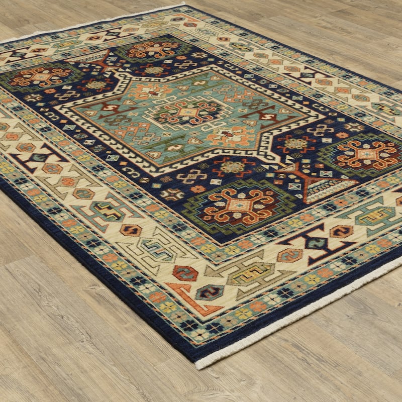 Style Haven Leander Vintage Medallion Fringed Wool Blend Area Rug