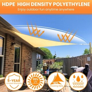 Sun Rays Shading Sun-Ray Triangle Sun Shade Sail, Sand Color HDPE Fabric 185 GSM UV ...