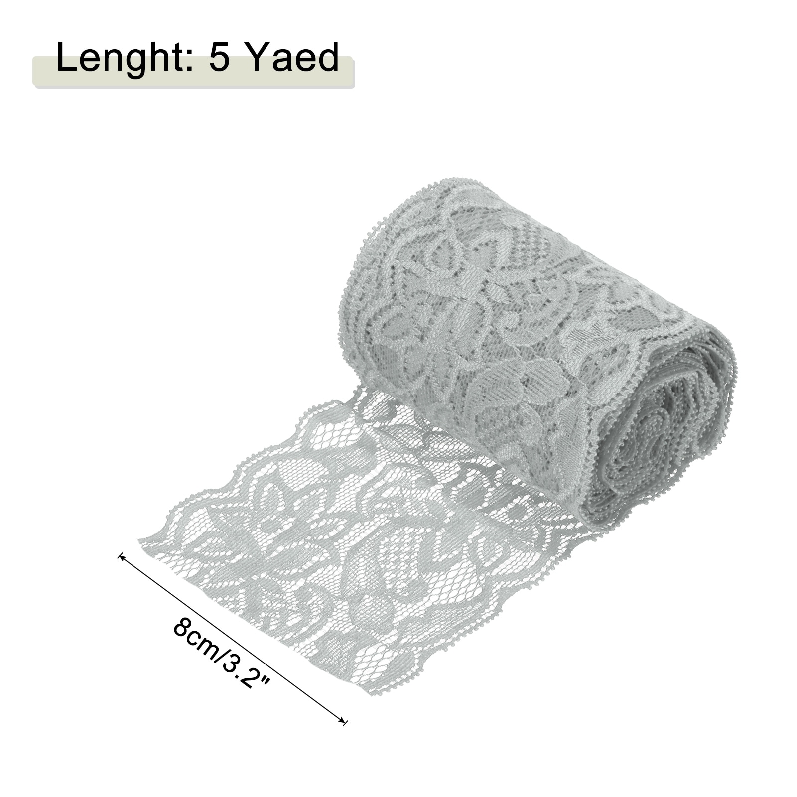 Elastic Lace Ribbon Floral Pattern Stretch Lace Trim Embroidered Fabric for Sewing Making - 3 Inch Wide 5 Yard