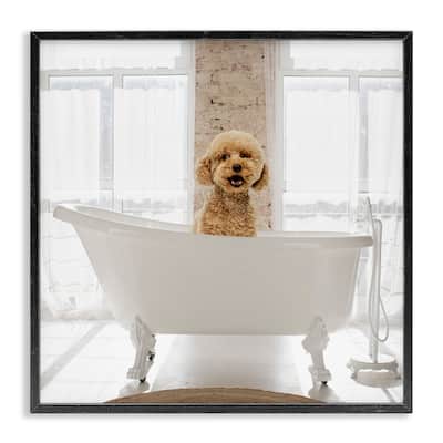 Stupell Happy Puppy in Bathtub Framed Giclee Art Design By CAD Designs