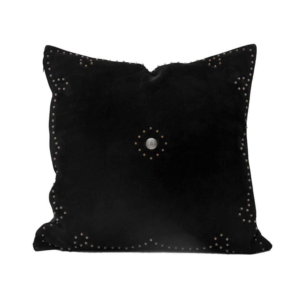 Paseo Road Western Suede Antique Silver Concho & Studded Accent Pillow