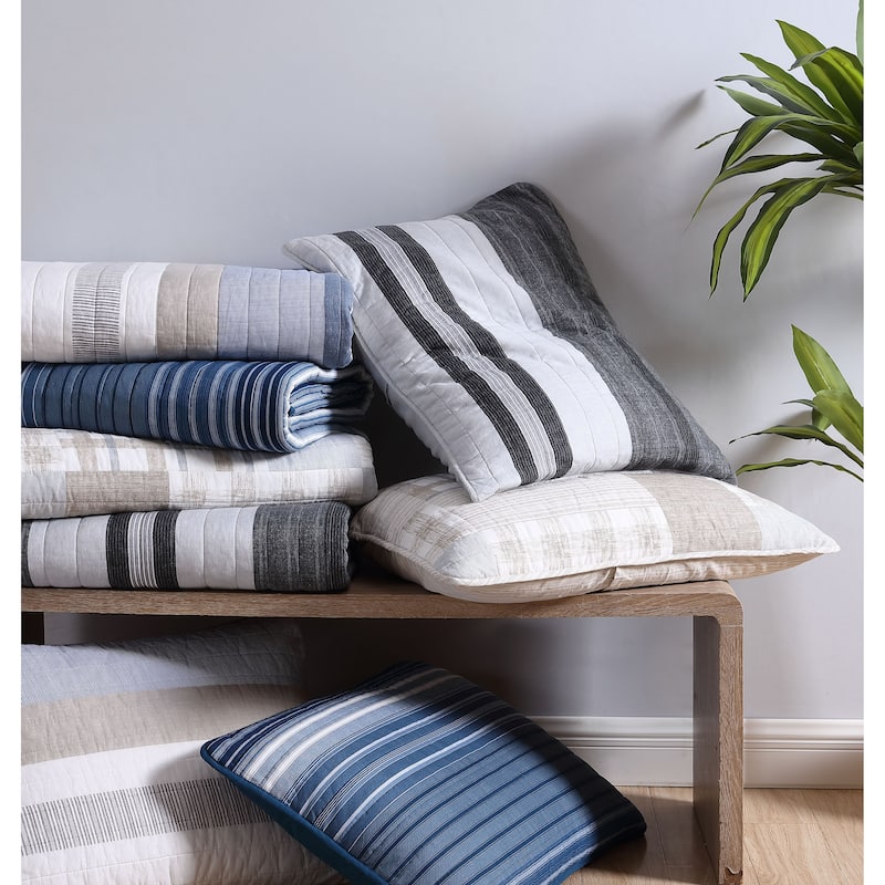 Nautica Ridgeport Cotton Reversible Blue Quilt Set