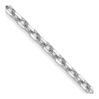 Curata 10k White Gold 1.8mm Diamond Cut Cable Chain Necklace for Men or Women (Lobster)