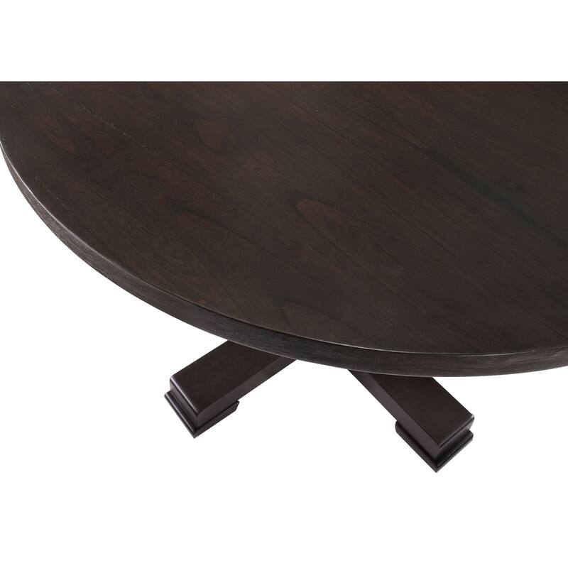 Rustic Round Pedestal Table - 47.25" - Espresso Brown