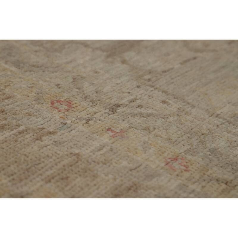 Hand Knotted Oriental 100% Wool Carpet Transitional All-Over Brown Oushak Area Rug - 13' 9'' X 10' 3''