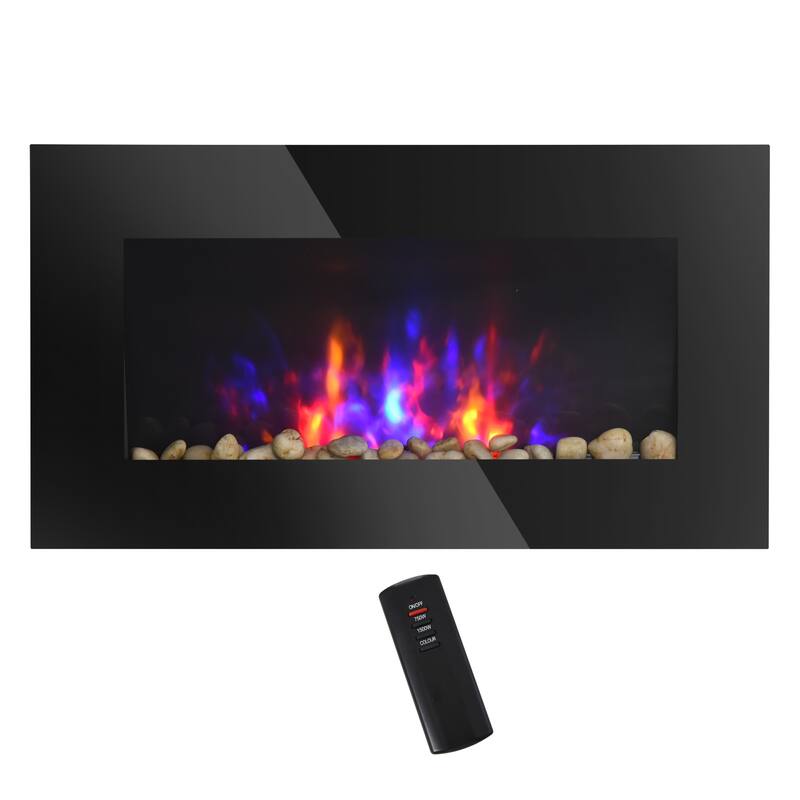 Modern Electric Wall Fireplace for Indoor Use, Heats Up to 215 sq.ft., Compact and Safe Design - N/A