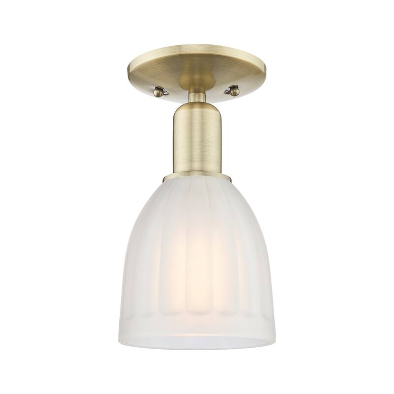 Innovations Lighting 716-1C-11-6 Brookfield Semi-Flush Brookfield 6" - Antique Brass / White