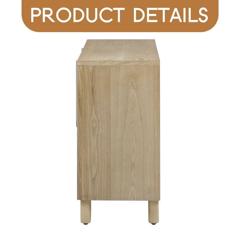 4-Door Buffet Cabinet with Storage, Wood Sideboard Cabinet with Unique Arc Handles and Adjustable Shelves for Dining Room