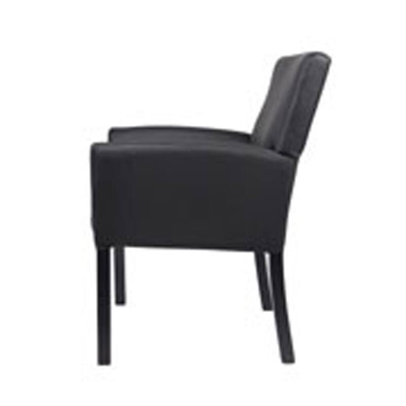 Nick Reception Guest Armchair, Black Vinyl, Ergonomic Lumbar Support