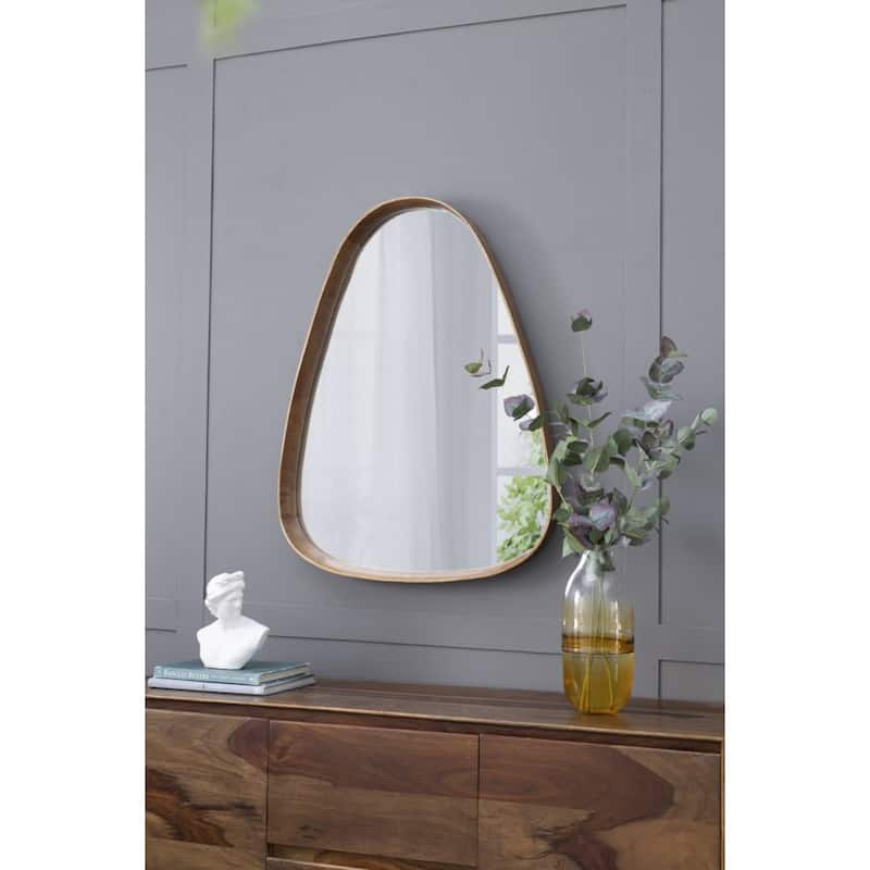 Teardrop Curved Edge Wood Wall Mirror - 36.75"