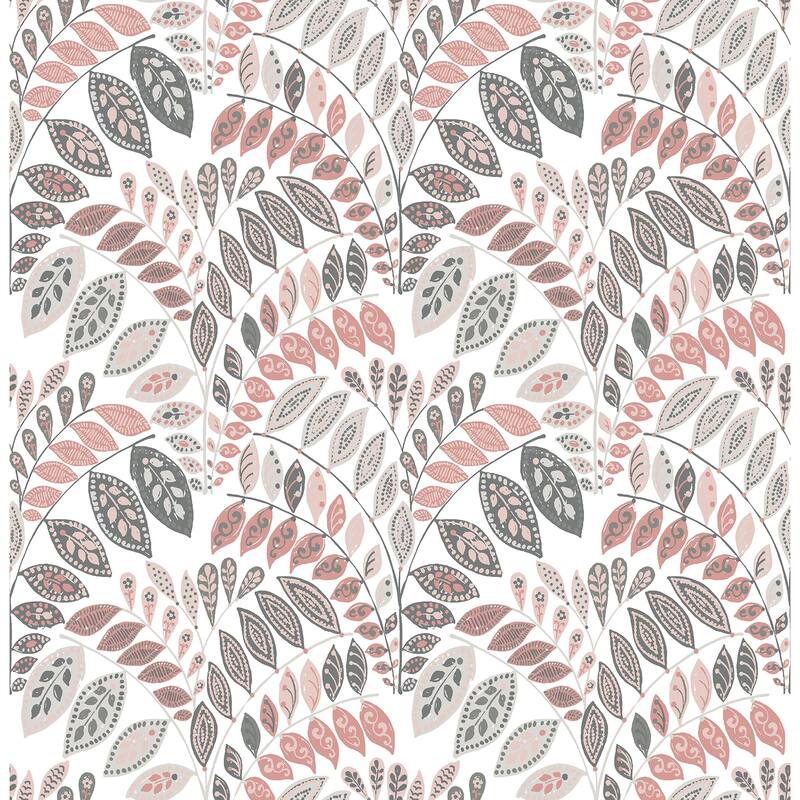 A-Street Prints Fiddlehead Pink Botanical Wallpaper