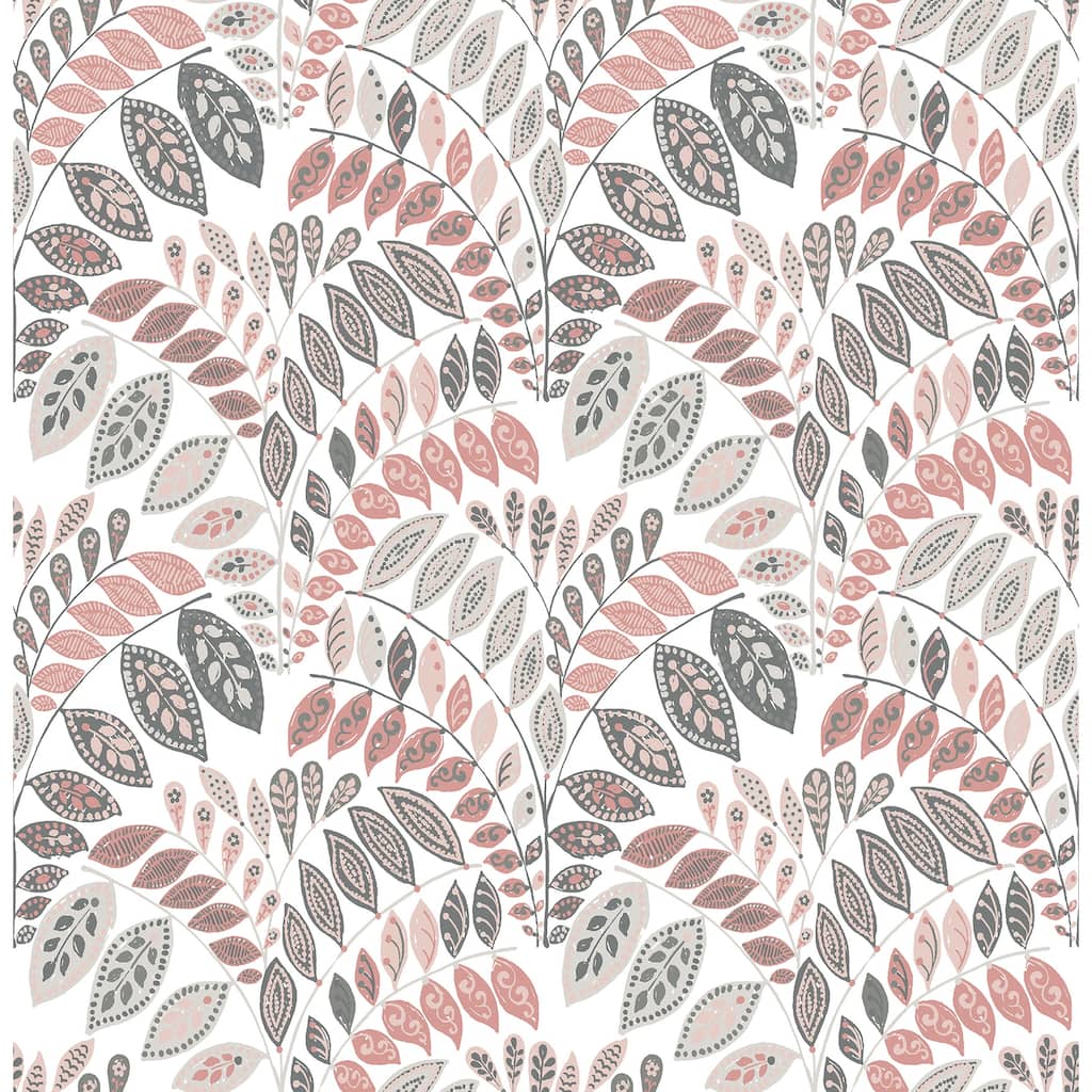 A-Street Prints Fiddlehead Pink Botanical Wallpaper