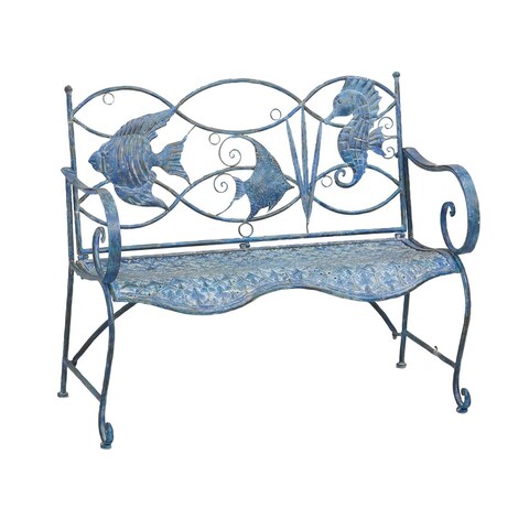 Blue Fish Metal Bench - 43.75x20x36.25