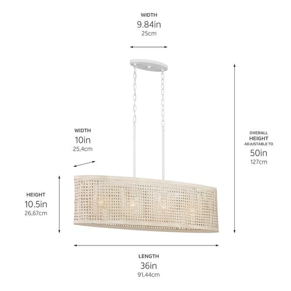 Kichler Lighting Sayulita 4-Light White Wicker Chandelier