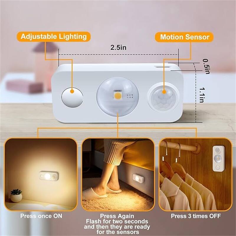4-Pack Rechargeable Motion Sensor LED Lights,White Colors
