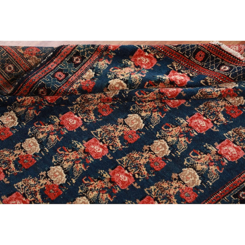 Hand Knotted Oriental 100% Wool Carpet Traditional All-Over Navy Blue & Blues Senneh Area Rug - 6' 3'' X 4' 3''