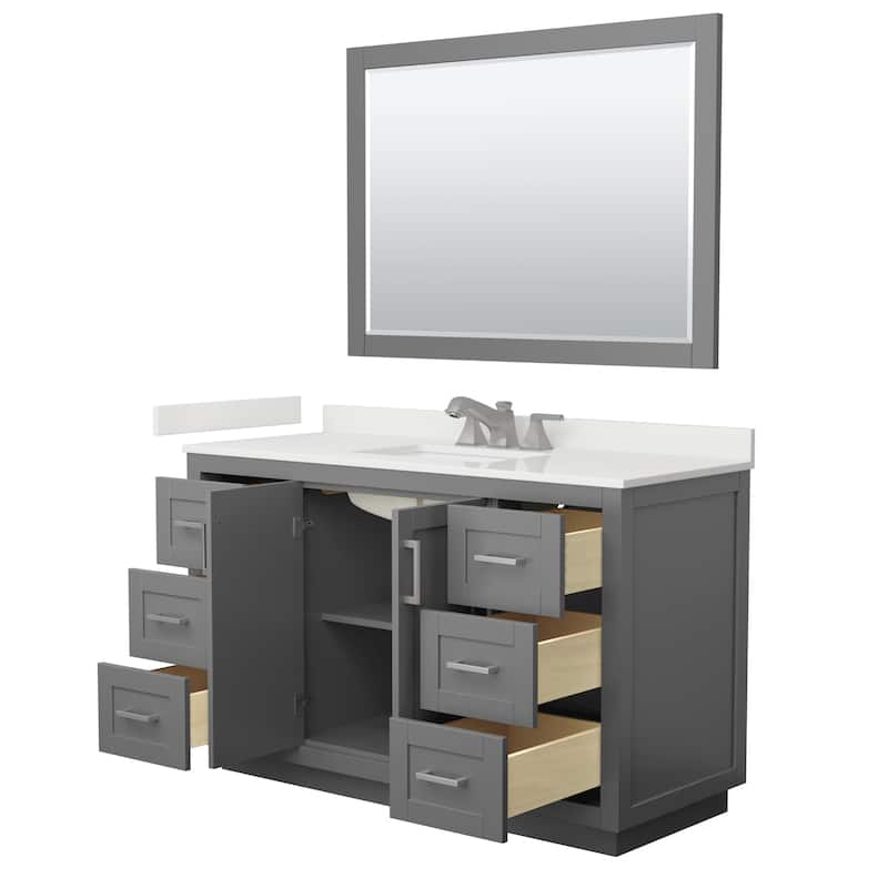 Miranda 54-inch Single Vanity, Quartz Top, 46-inch Mirror