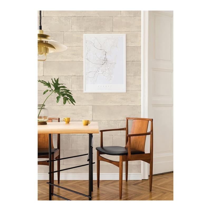 Advantage Lanier Neutral Stone Plank Wallpaper - 21 x 396 x 0.025