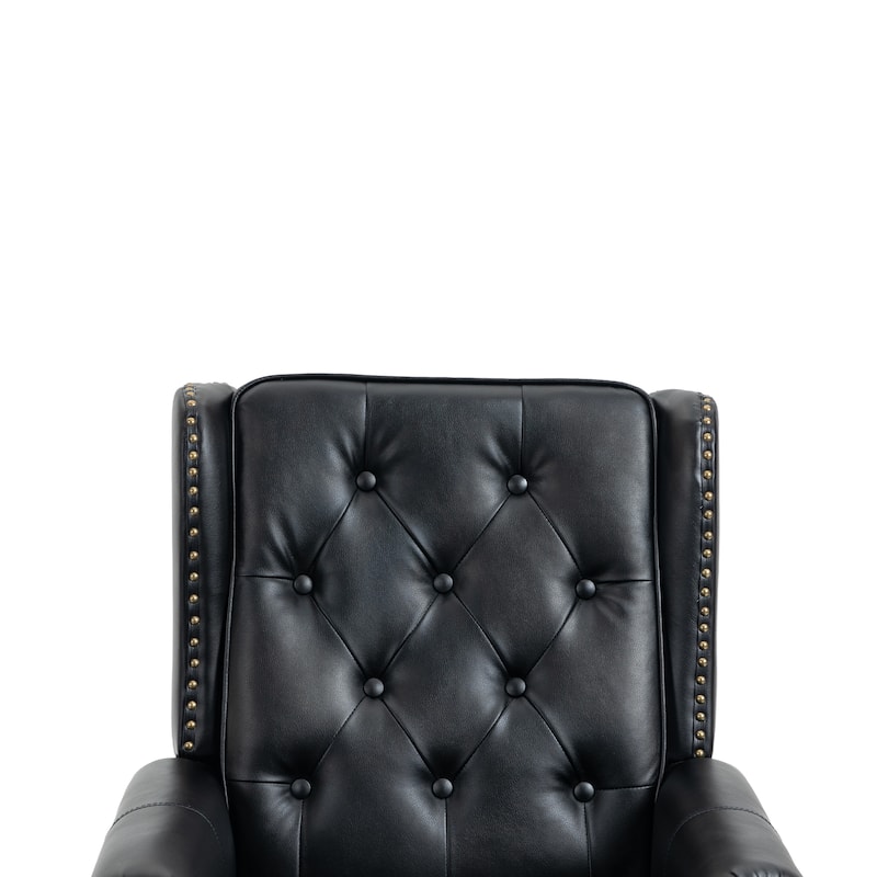 High Back Wood Frame Armchair, Modern Accent Chair Lounge Chair with Wood Legs, Upholstered PU Leather Lounge Chairs