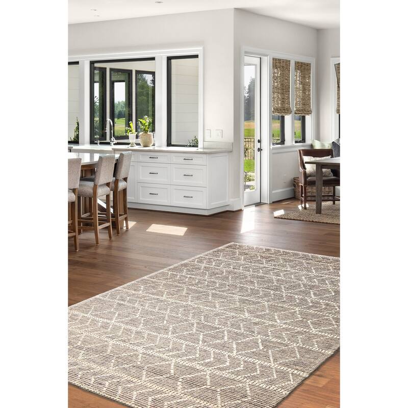ECARPETGALLERY Braid weave Sienna Grey Wool Rug - 5'0 x 8'0