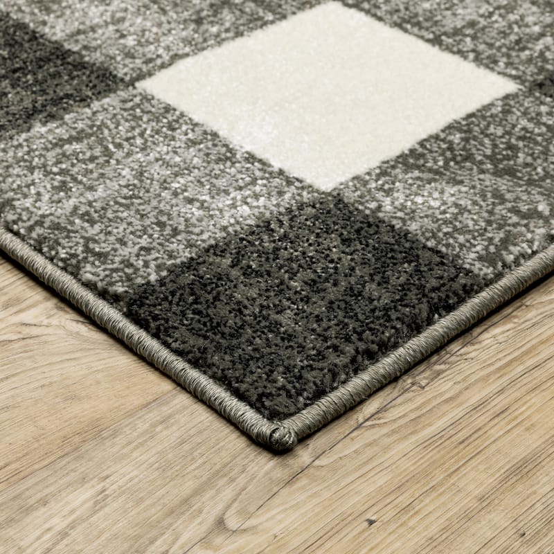 Arwen Distressed Gingham Plaid Area Rug