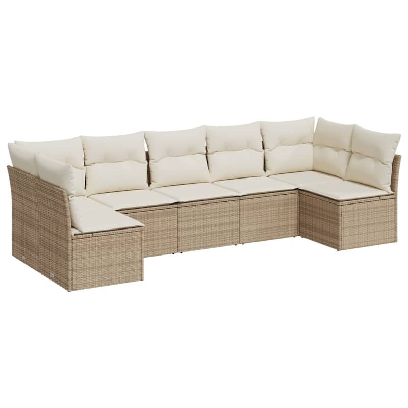 vidaXL Garden Sofa Set Beige PE rattan Large Modular Garden Sofa Set - 24.4 x 24.4 x 27.2