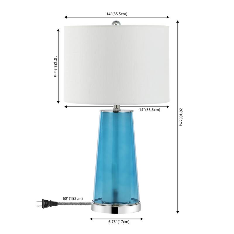 Celerie 26" Modern Minimalist Glass/Iron Nightlight LED Table Lamp, (Set of 2) by JONATHAN Y