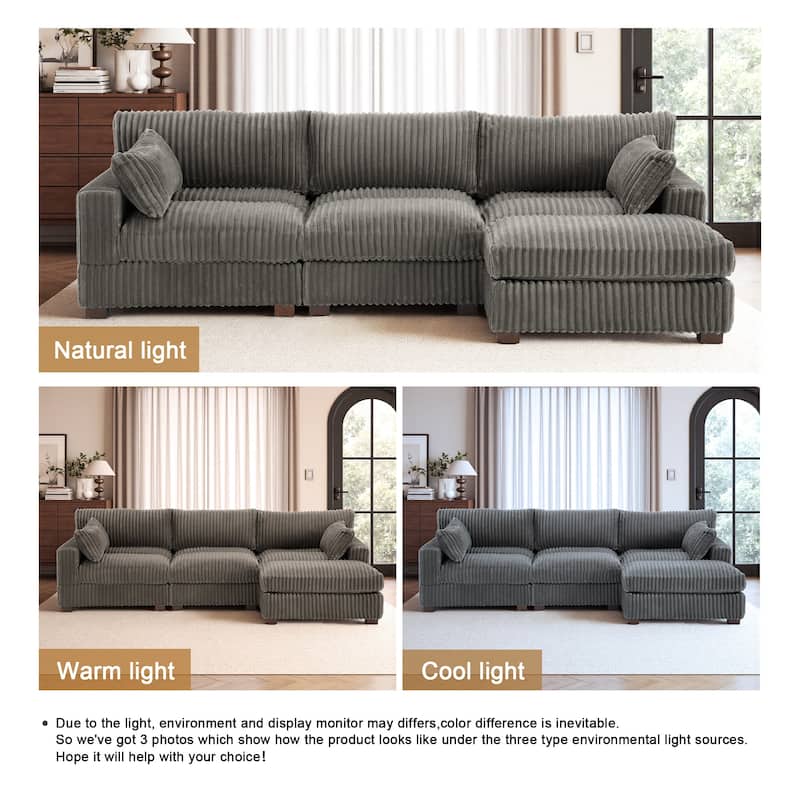 Oversized Plush Modular Sectional Sofa Couch with Ottoman