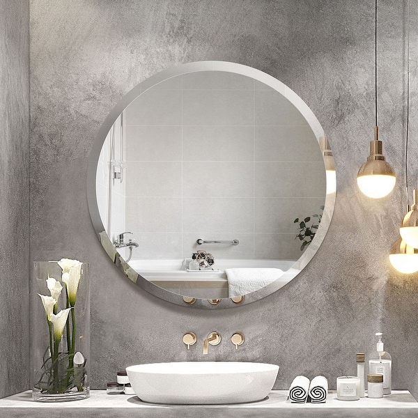 Porch & Den Salix Beveled Frameless 24-inch Round Wall Mirror - 24*24*0.71. Opens flyout.