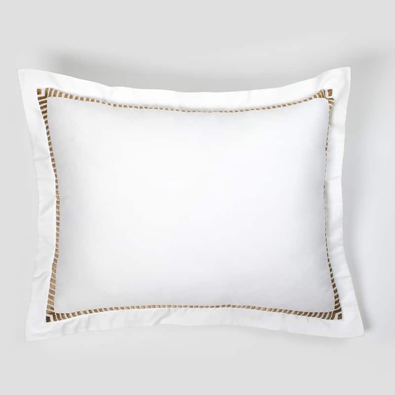 Savano White & Caramel Cotten Sateen Pillow Sham - Standard