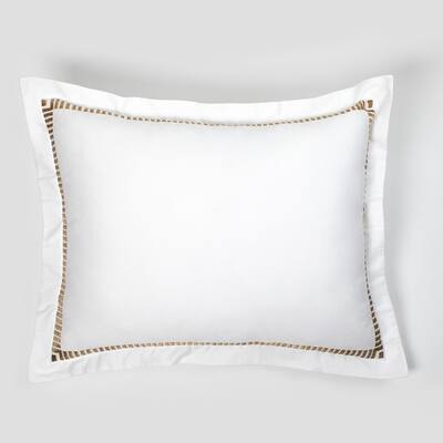 Savano White & Caramel Cotten Sateen Pillow Sham