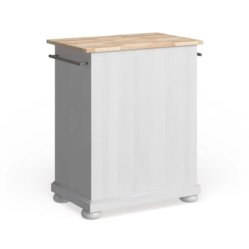 Crosley Alexandria Wood Top Portable Kitchen Island in White Finish - 18"d x 31"w x 33.5"h