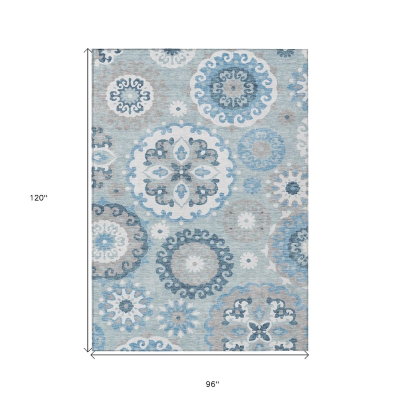 HomeRoots Floral Medallion Transitional Rectangle Outdoor Rug