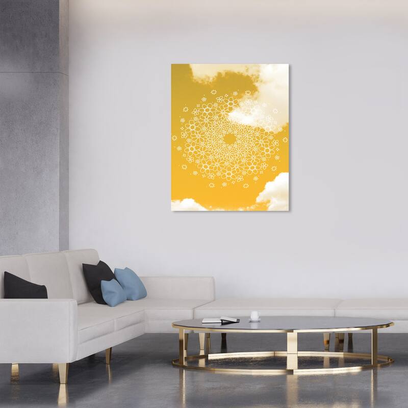 Wynwood Studio Canvas Abstract Flower Power in the Sky Yellow Bohemian & Eclectic Wall Art Canvas Print - 30 x 36
