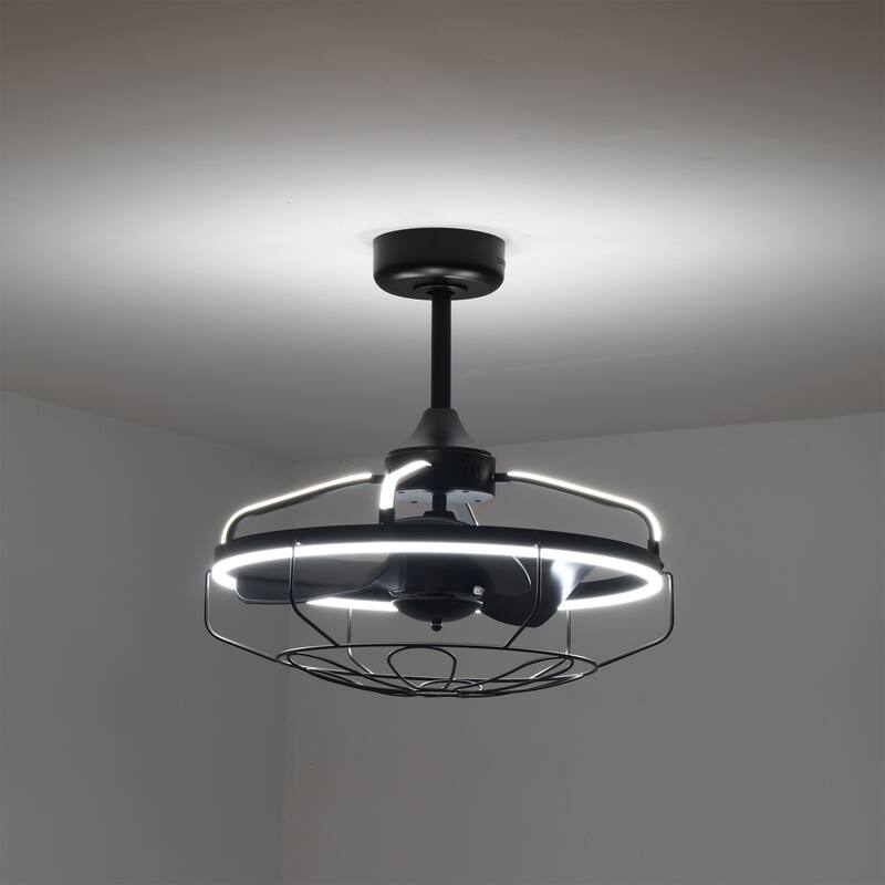 Dhooma 25 Inch Chrome Finished Modern LED Ceiling Fandelier with Remote - N/A